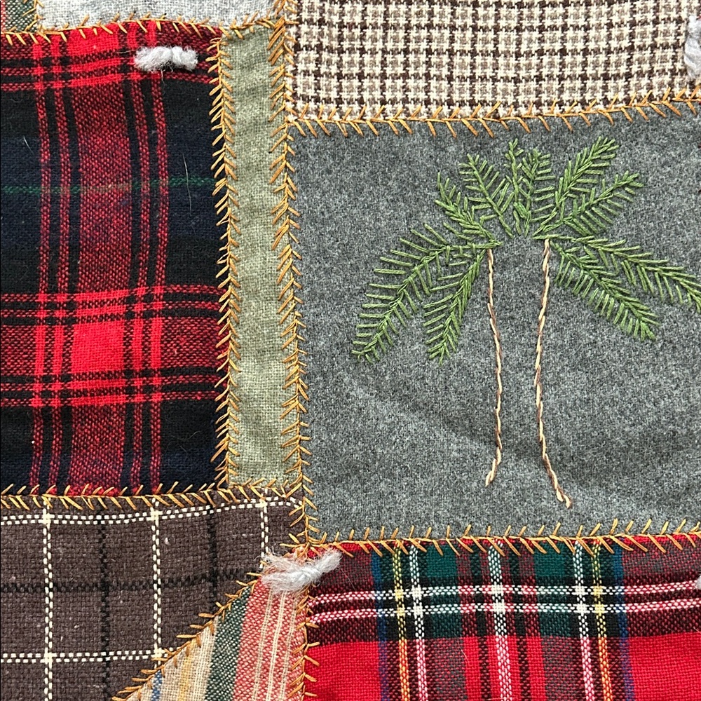 Tartan & Plaid handmade “family story”Patchwork Quilt with Plaid and Embroidery - Picture 9 of 15